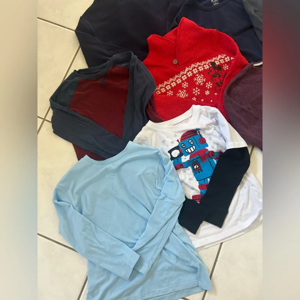 Lot of 9 boys long sleeve tops and sweaters most 5 or 6T